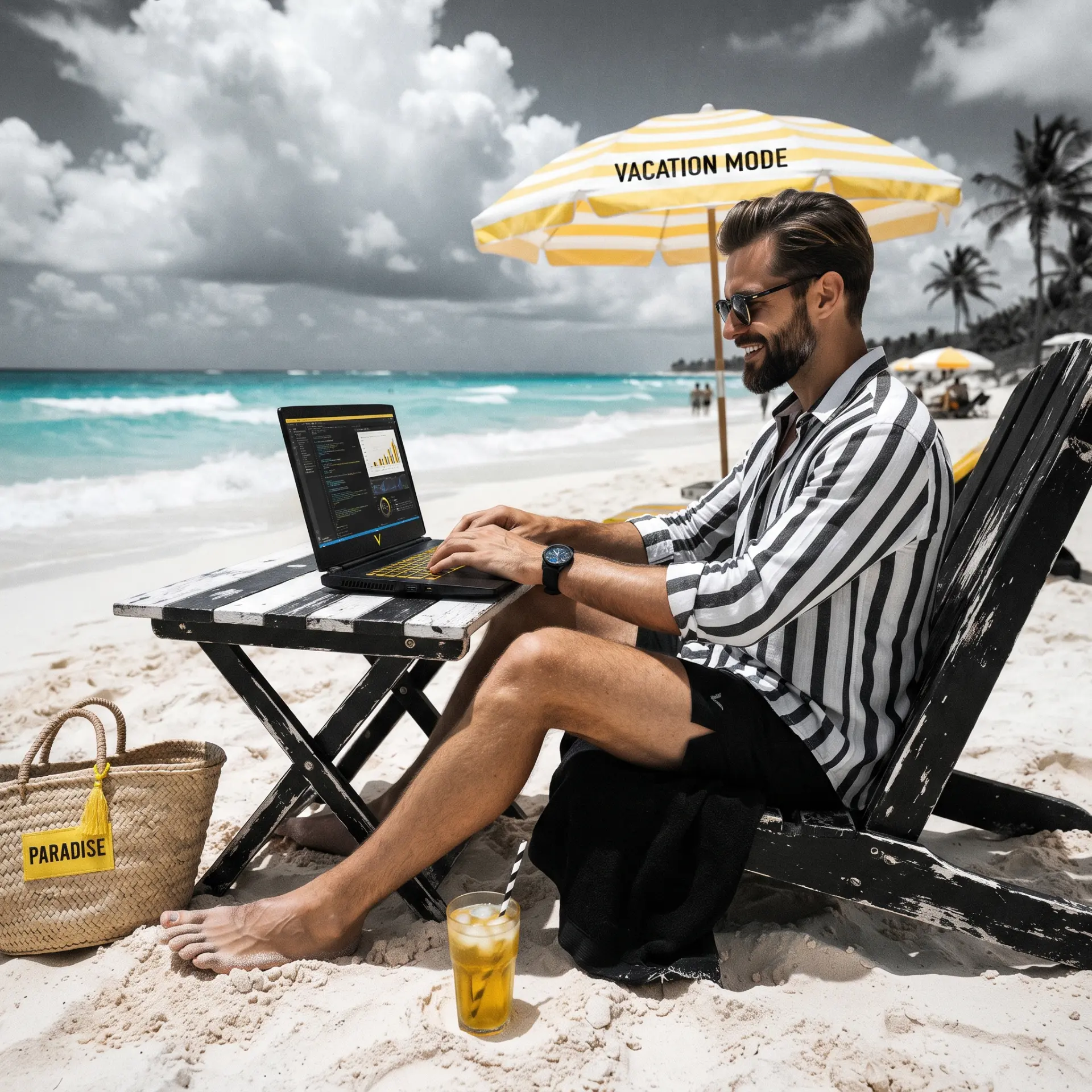 Founder na nagre-relax sa beach habang tuloy pa rin sa pagbebenta ang AI DM Sales Agent